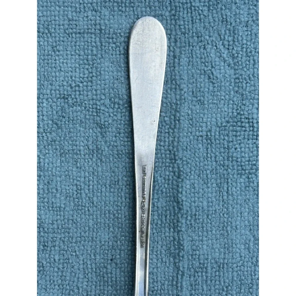 Rogers Floral Mist Pierced Serving Spoon Stainless Korea Discontinued Flatware
